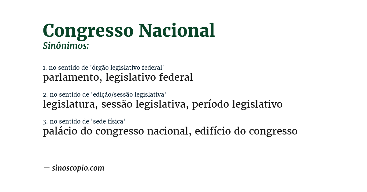 Sinônimo de congresso nacional