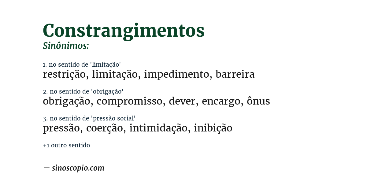 Sinônimo de constrangimentos