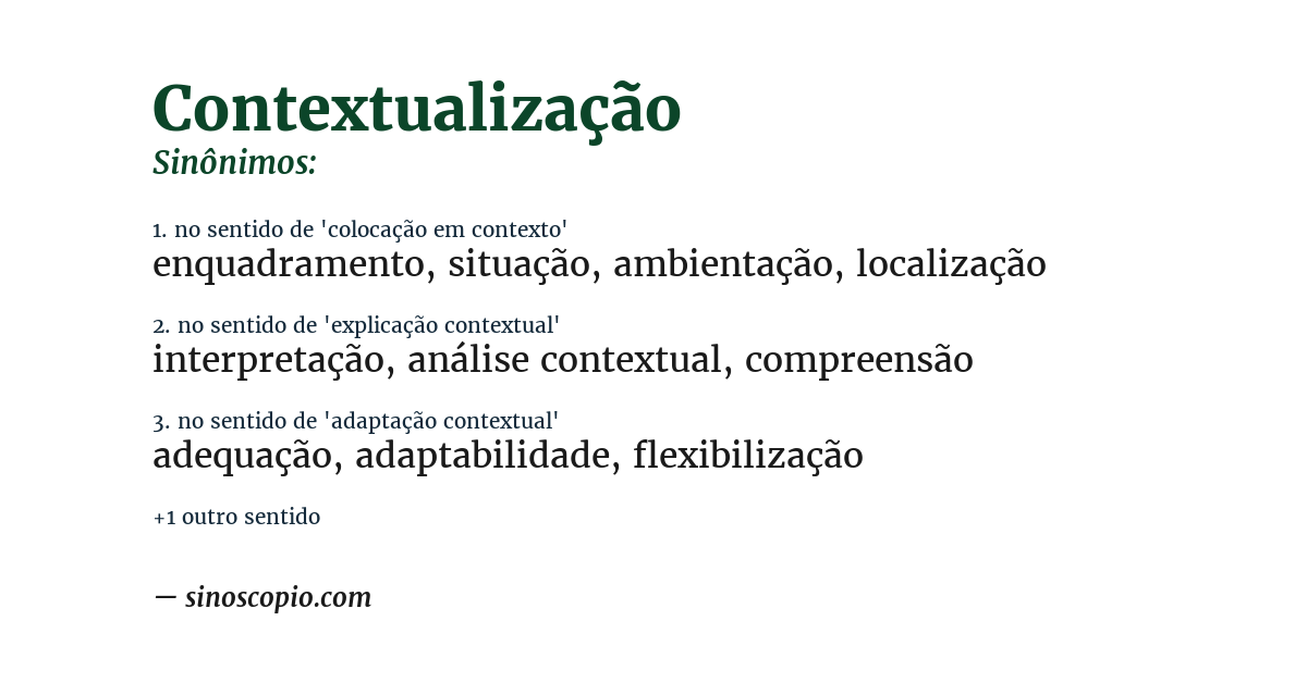 Sinônimo de contextualização