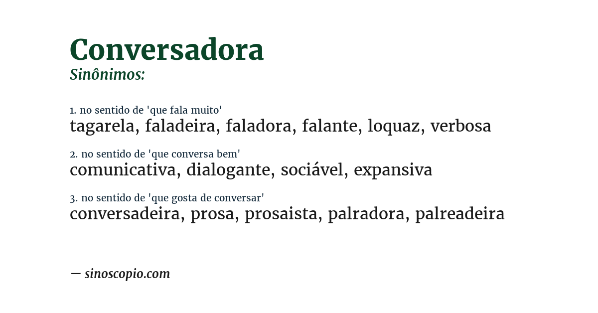 Sinônimo de conversadora
