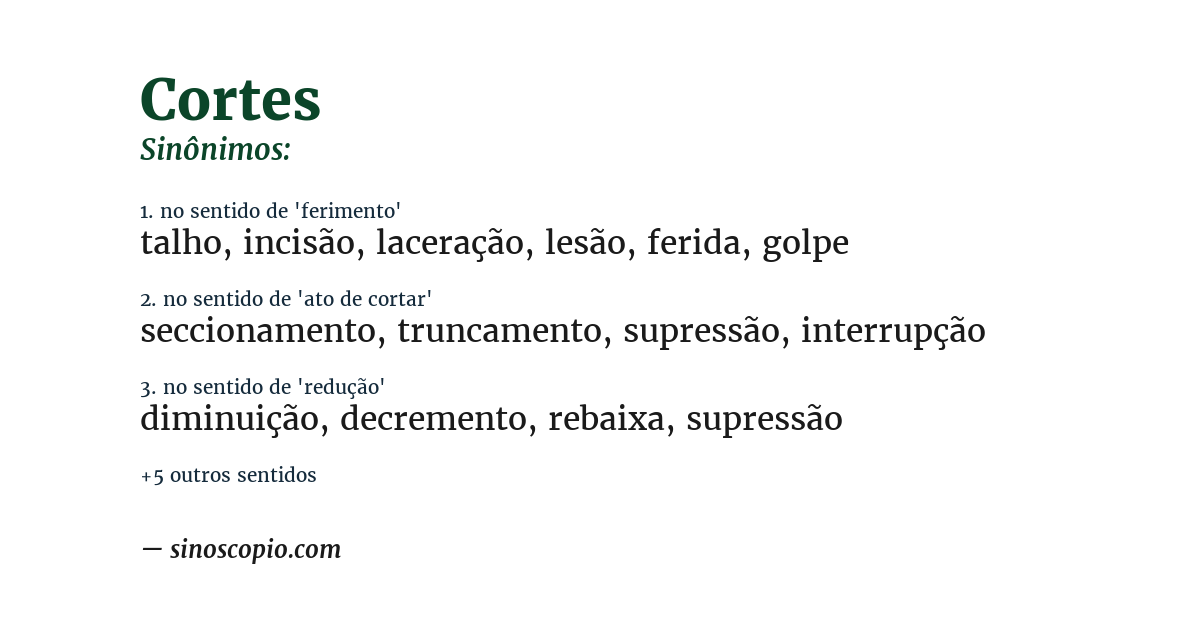 Sinônimo de cortes