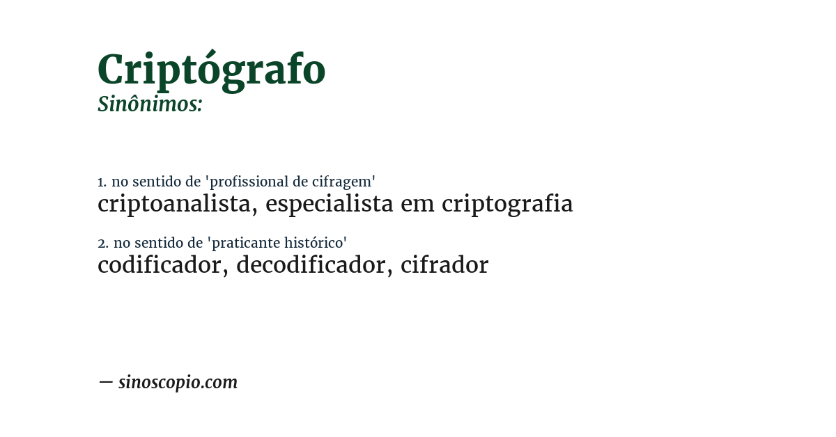 Sinônimo de criptógrafo