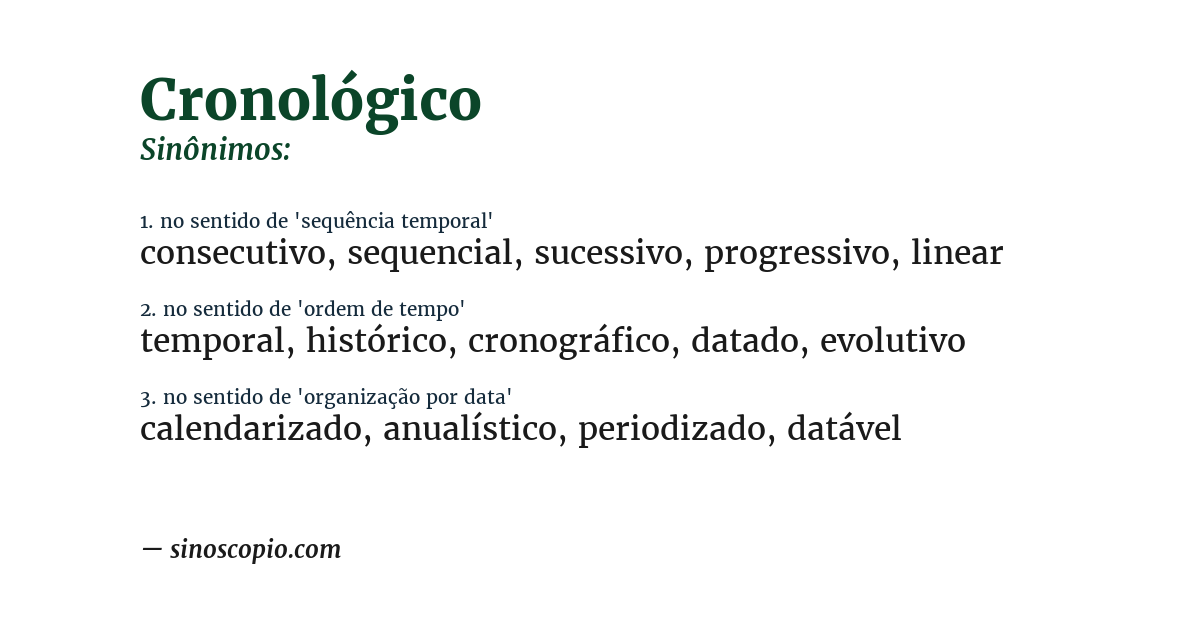 Sinônimo de cronológico