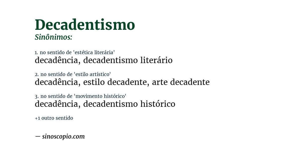 Sinônimo de decadentismo