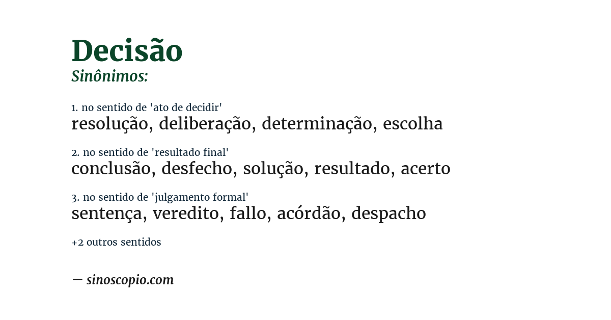 Sinônimo de decisão