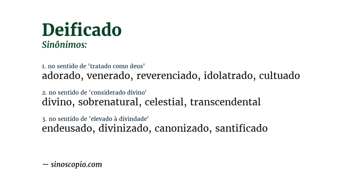 Sinônimo de deificado