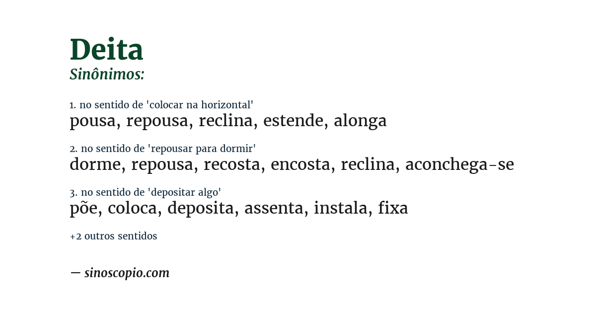 Sinônimo de deita
