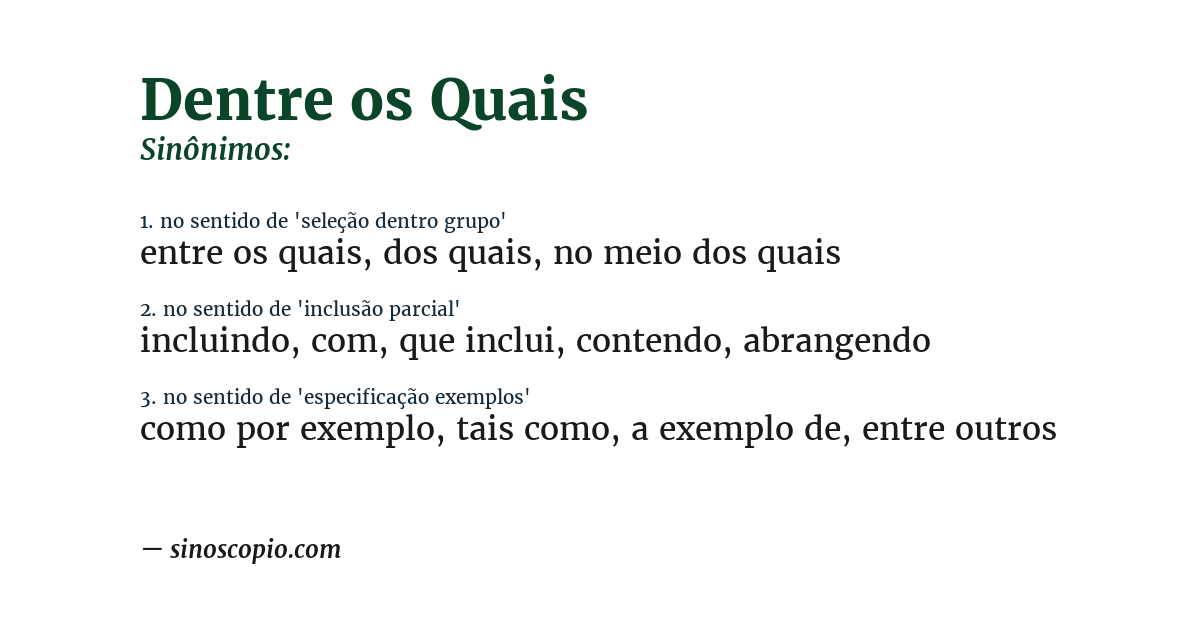 Sinônimo de dentre os quais