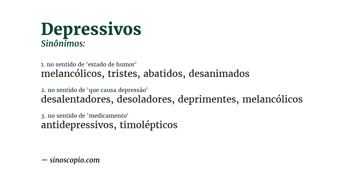 Sinônimo de depressivos