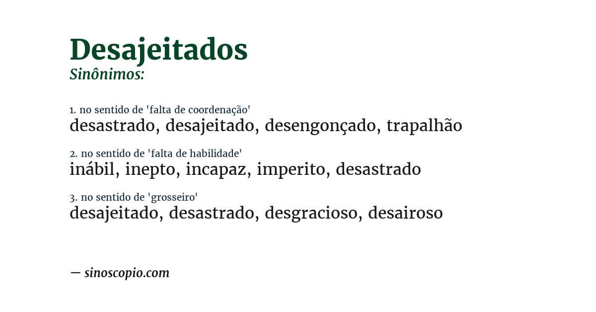 Sinônimo de desajeitados