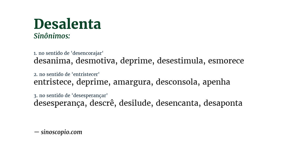 Sinônimo de desalenta