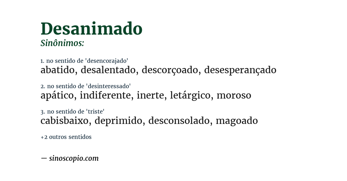 Sinônimo de desanimado