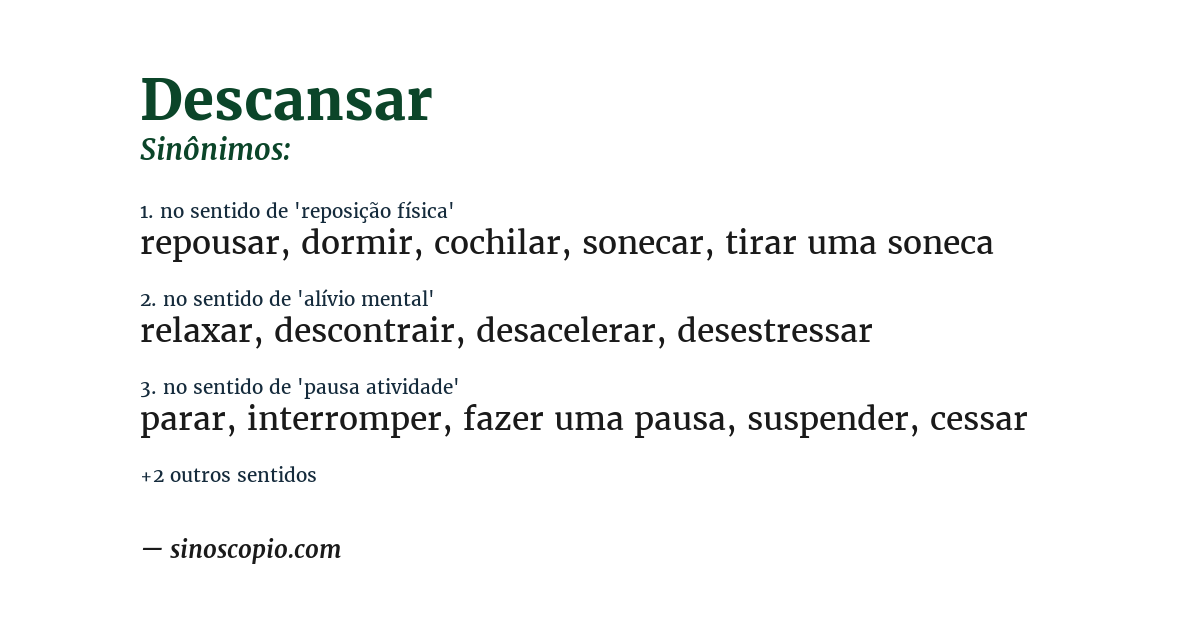 Sinônimo de descansar