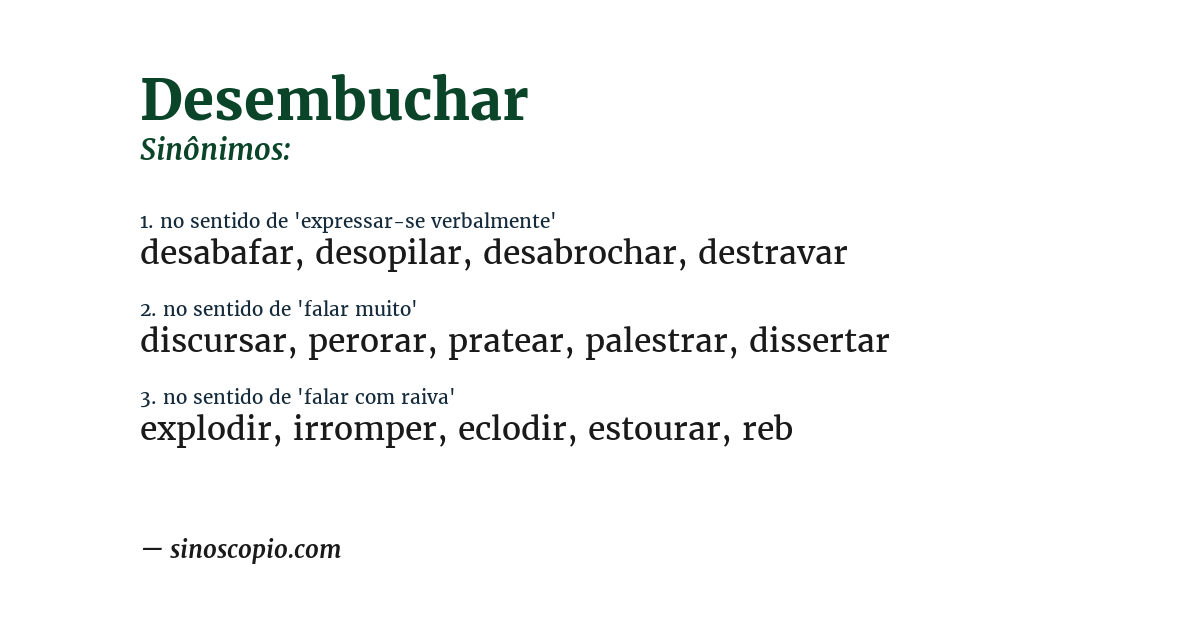 Sinônimo de desembuchar