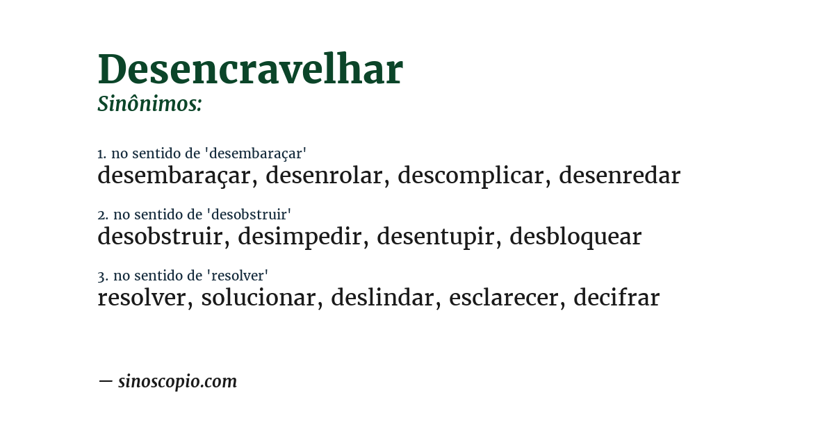 Sinônimo de desencravelhar