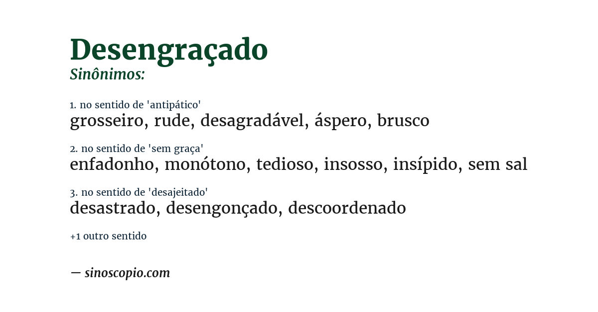 Sinônimo de desengraçado