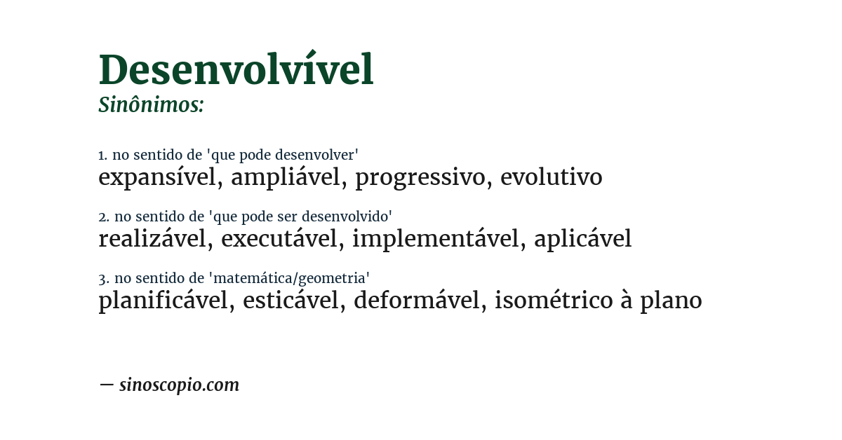Sinônimo de desenvolvível