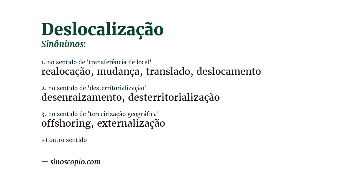 Sinônimo de deslocalização
