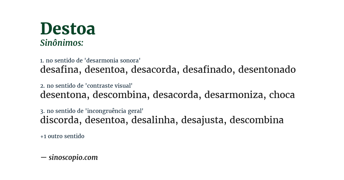 Sinônimo de destoa