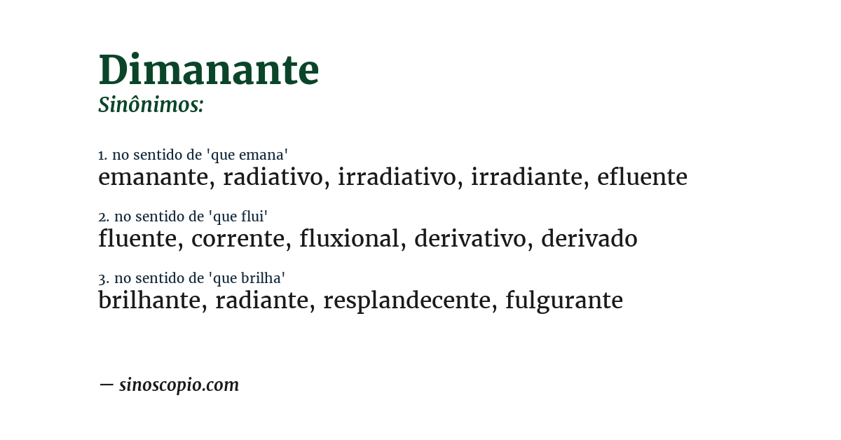 Sinônimo de dimanante