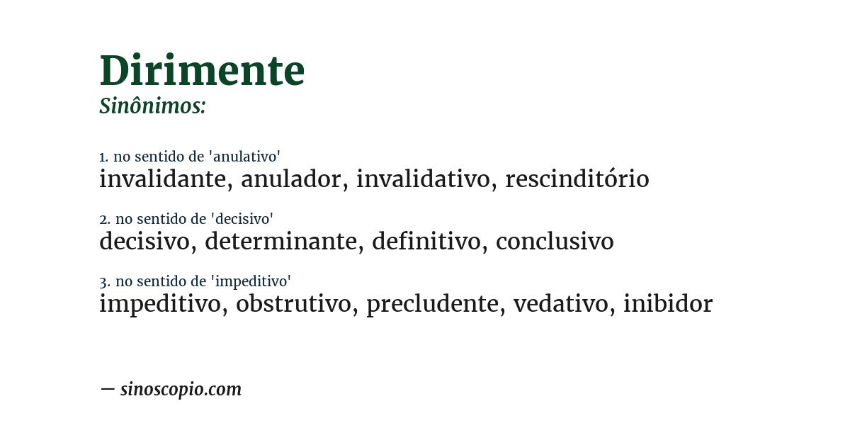 Sinônimo de dirimente