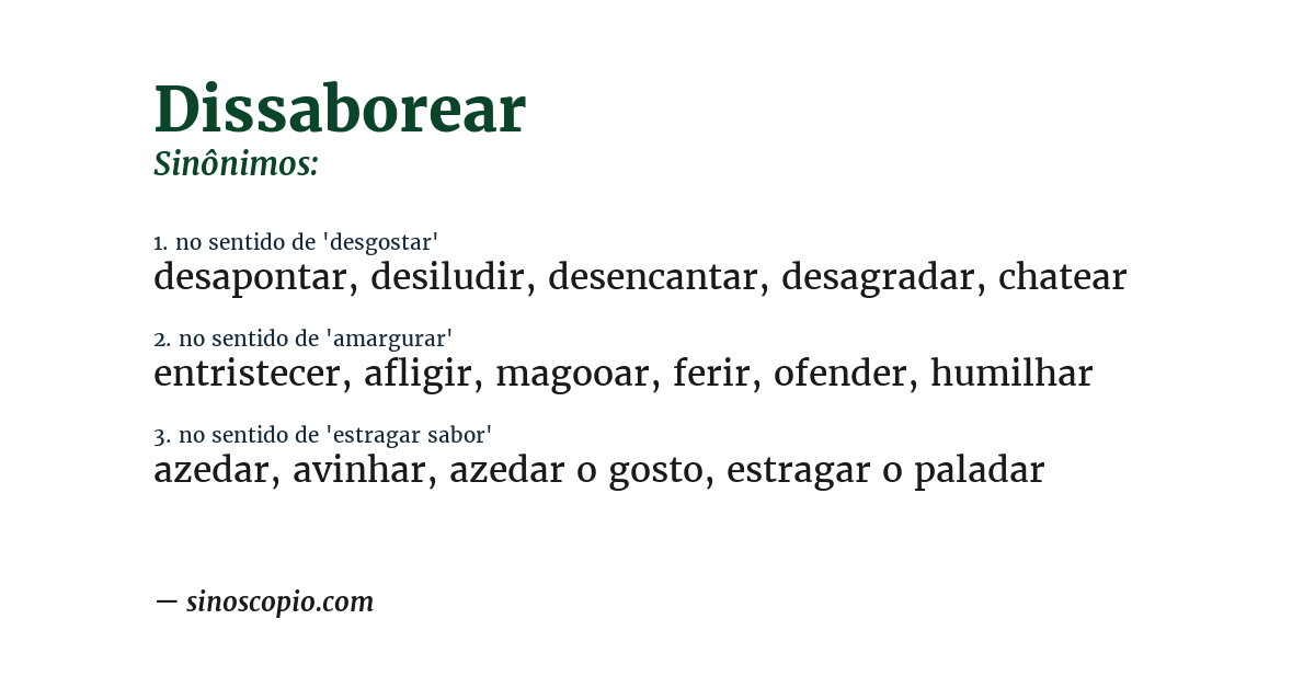Sinônimo de dissaborear