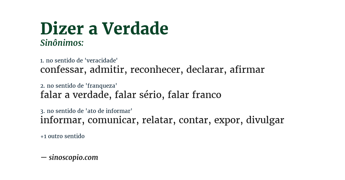 Sinônimo de dizer a verdade