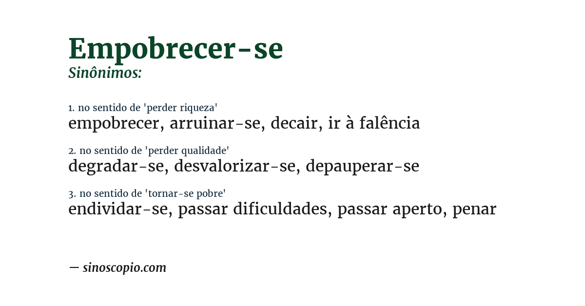 Sinônimo de empobrecer-se