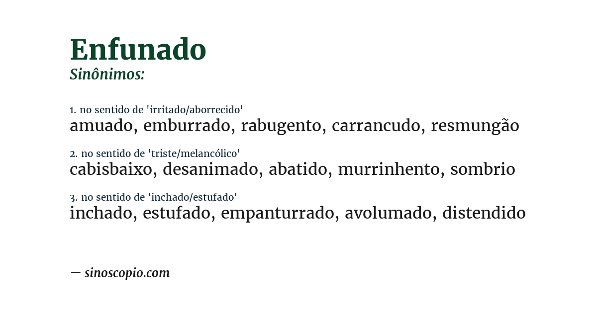 Sinônimo de enfunado