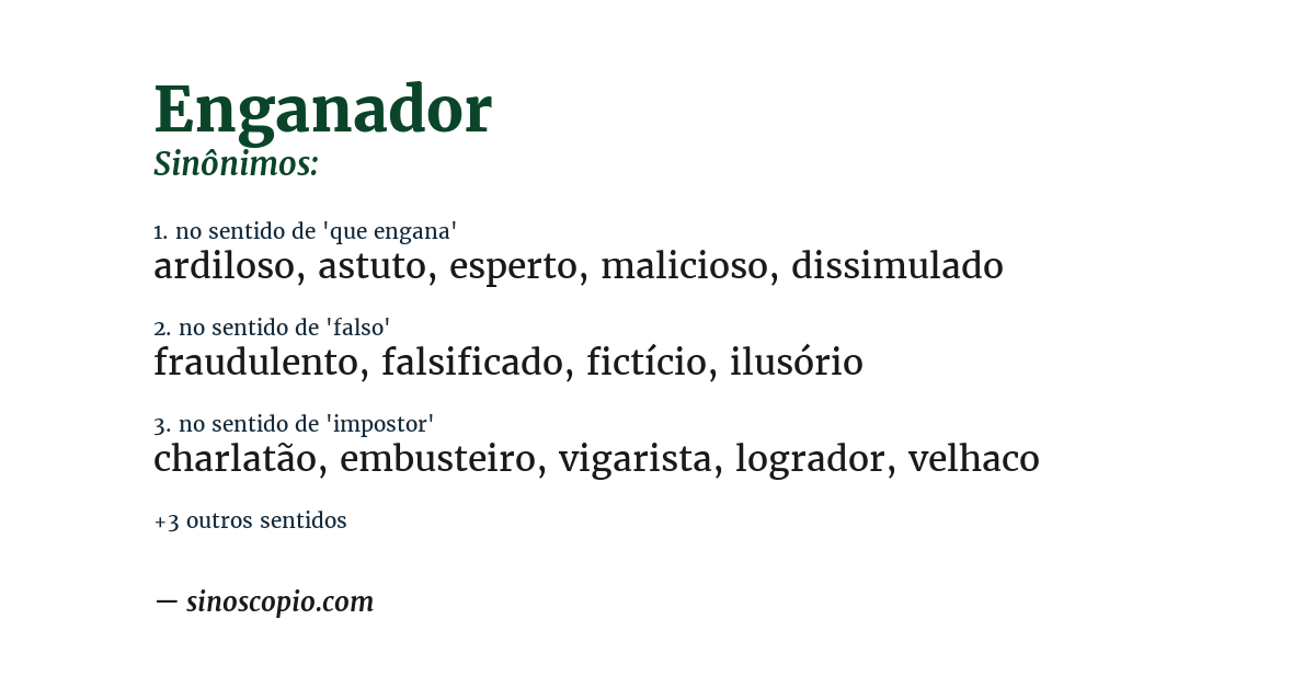 Sinônimo de enganador