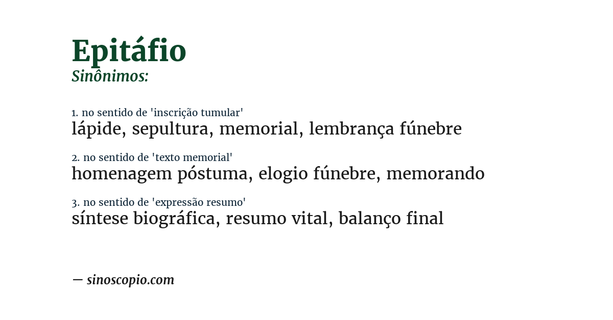Sinônimo de epitáfio