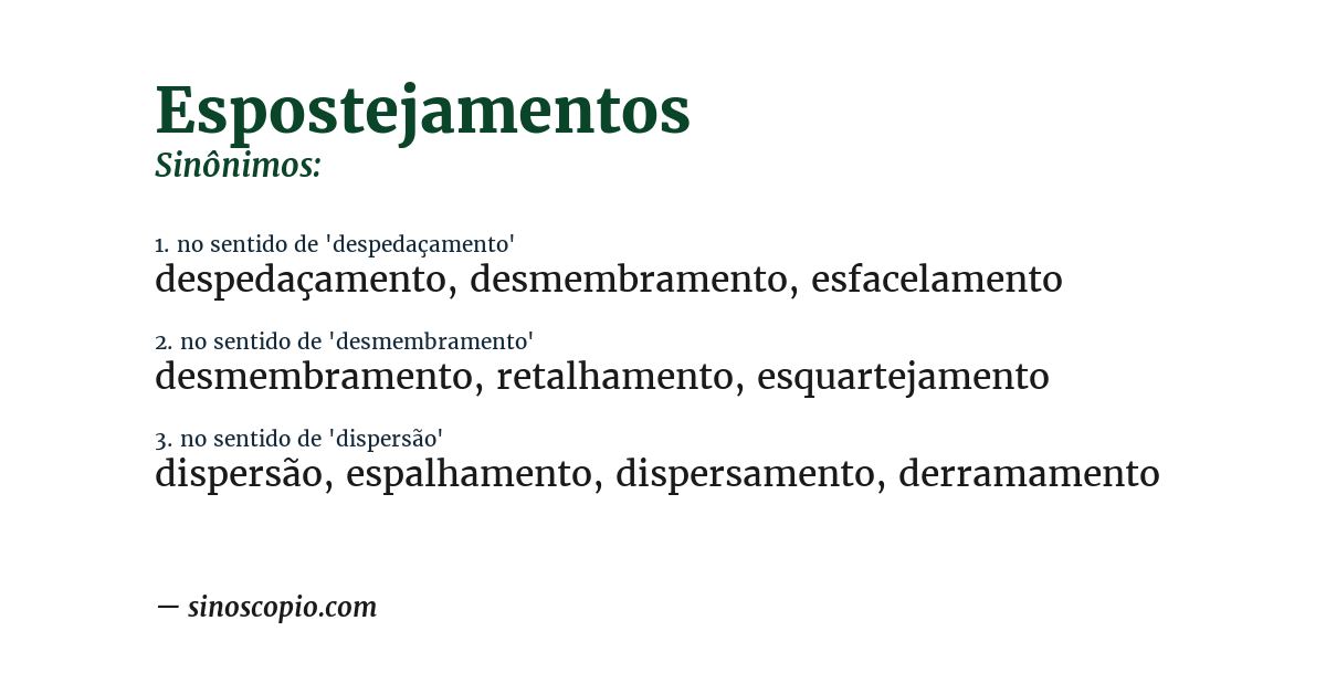 Sinônimo de espostejamentos