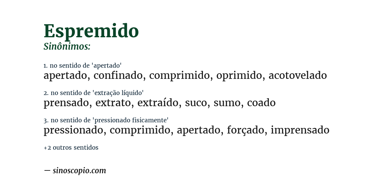 Sinônimo de espremido