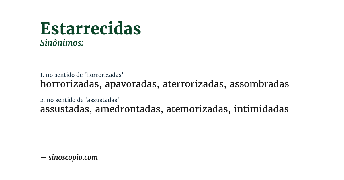 Sinônimo de estarrecidas