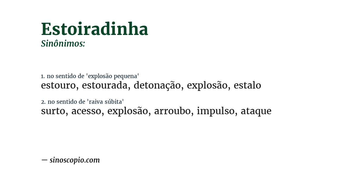 Sinônimo de estoiradinha
