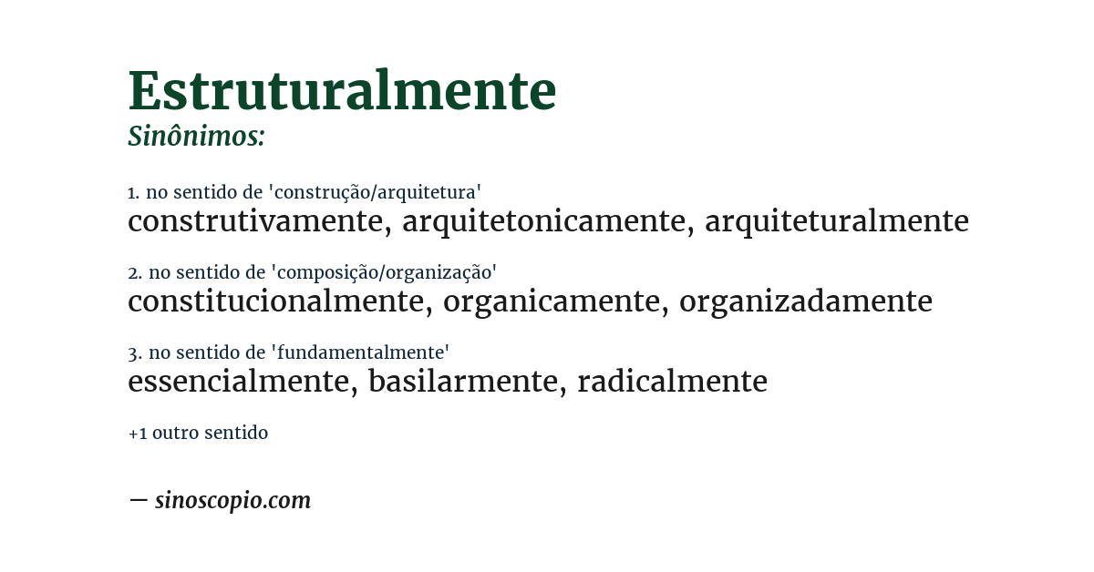 Sinônimo de estruturalmente