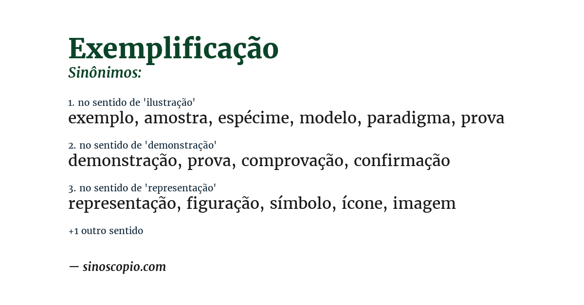 Sinônimo de exemplificação