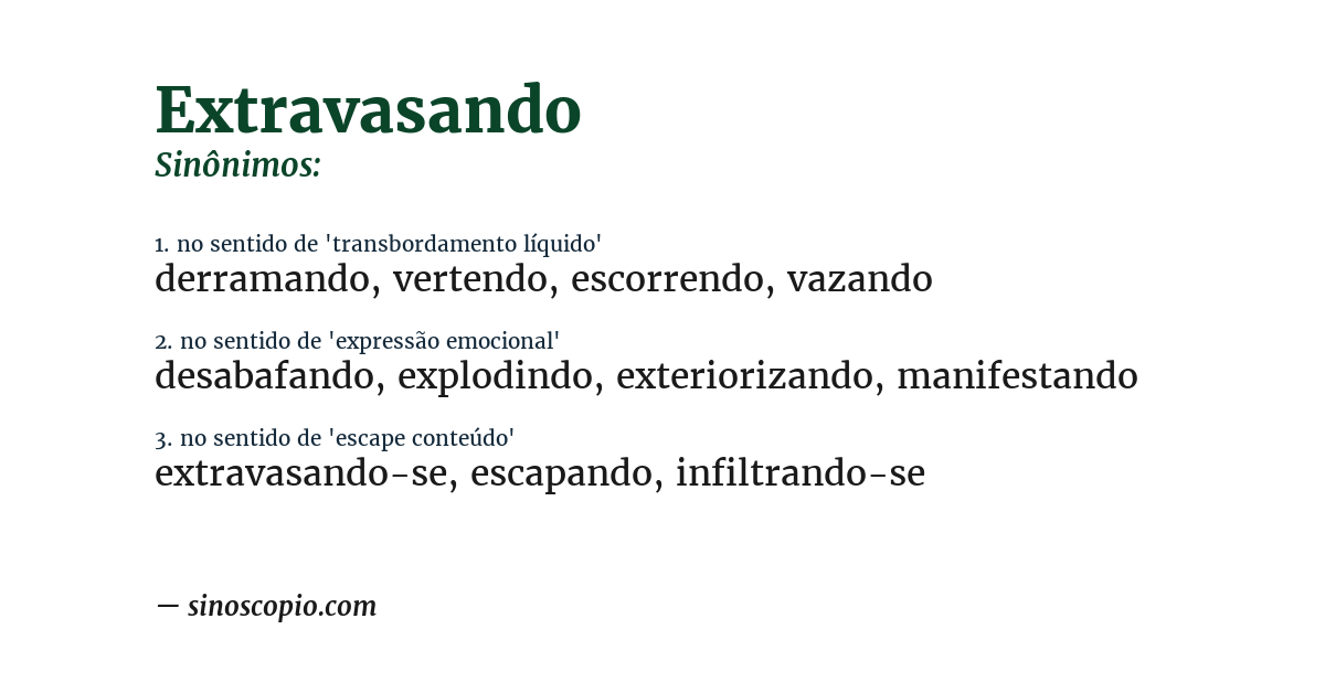 Sinônimo de extravasando