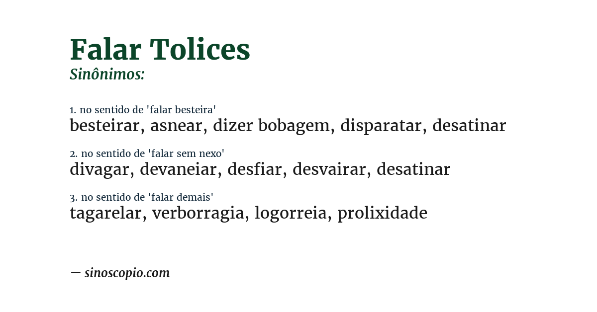 Sinônimo de falar tolices