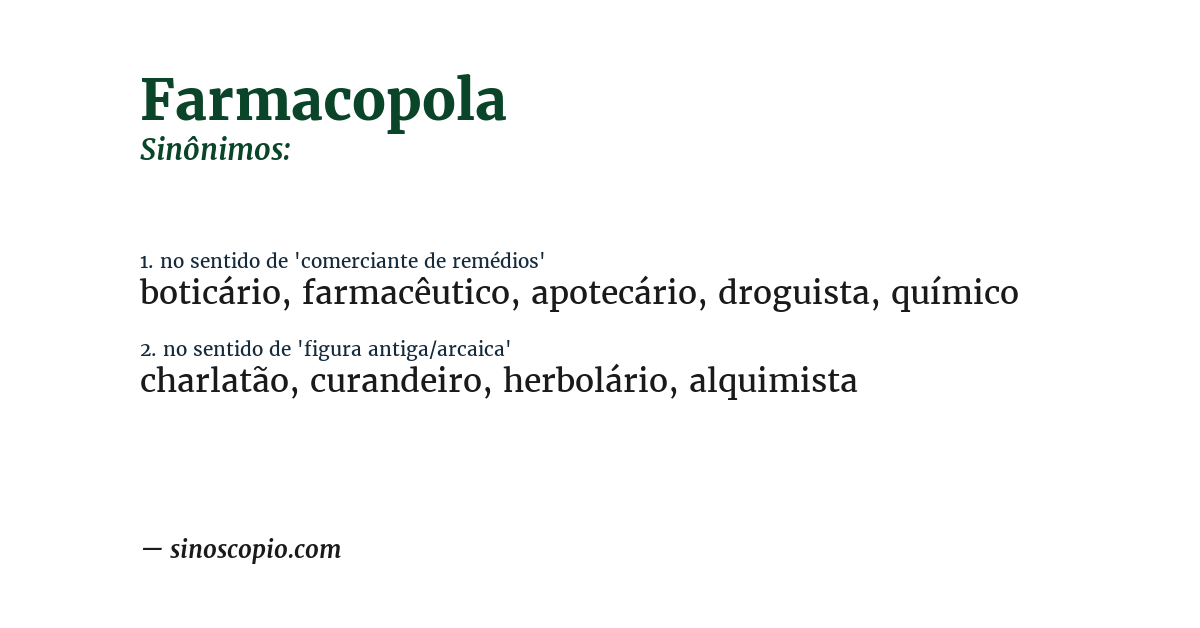 Sinônimo de farmacopola