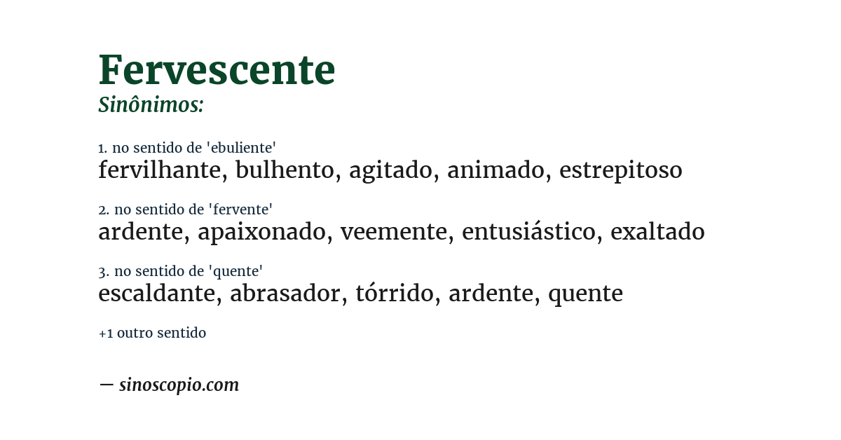 Sinônimo de fervescente