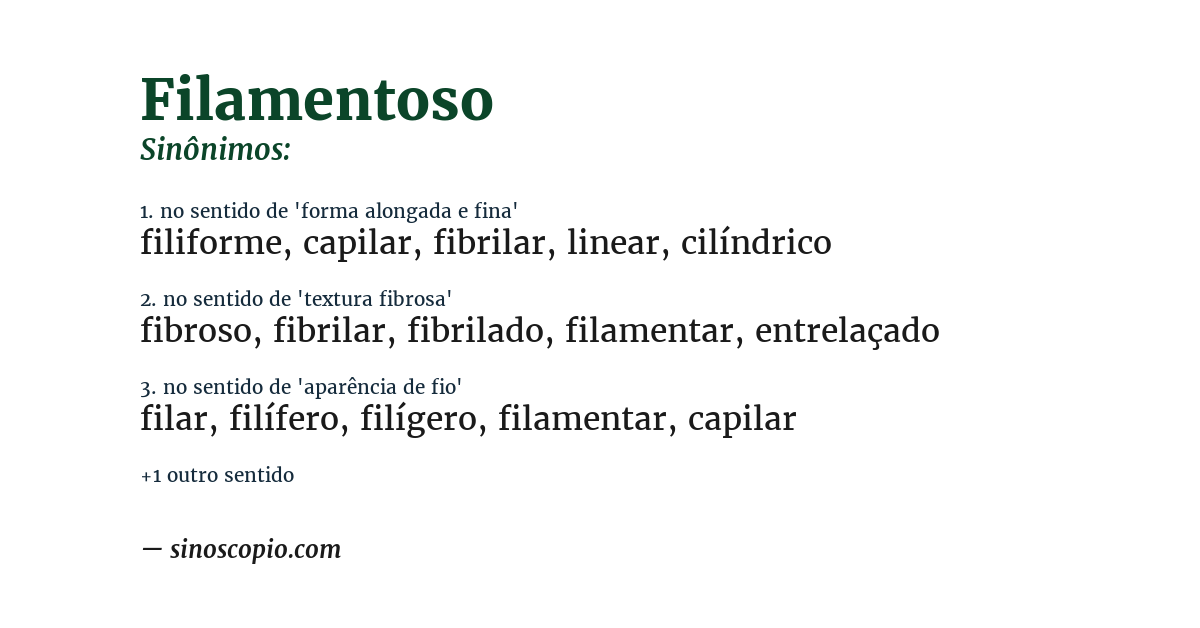 Sinônimo de filamentoso