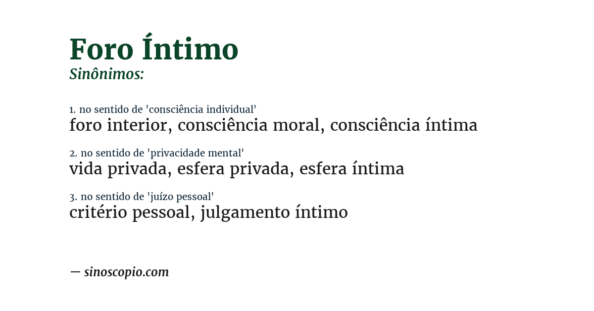 Sinônimo de foro íntimo