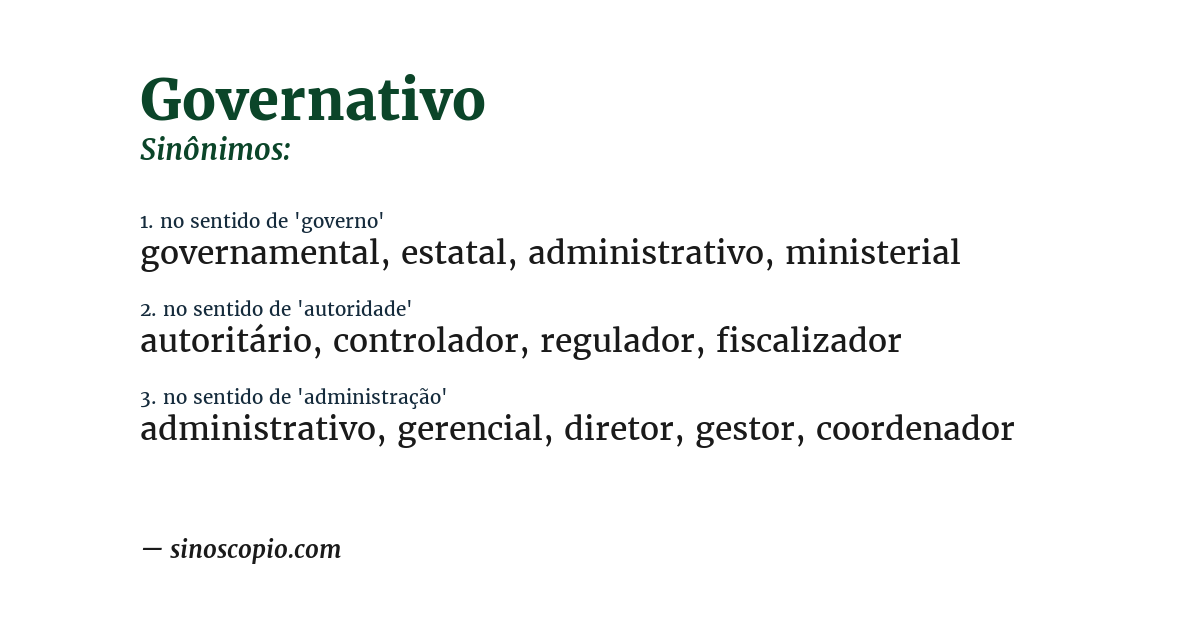 Sinônimo de governativo