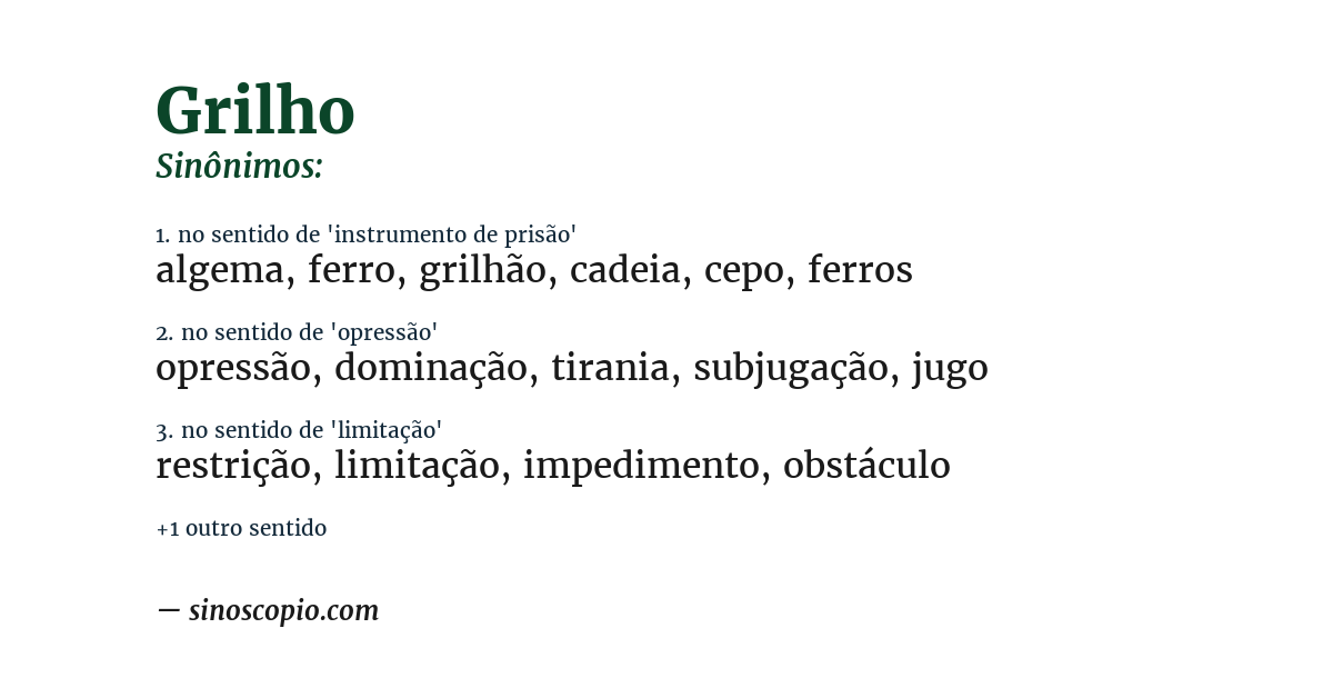 Sinônimo de grilho