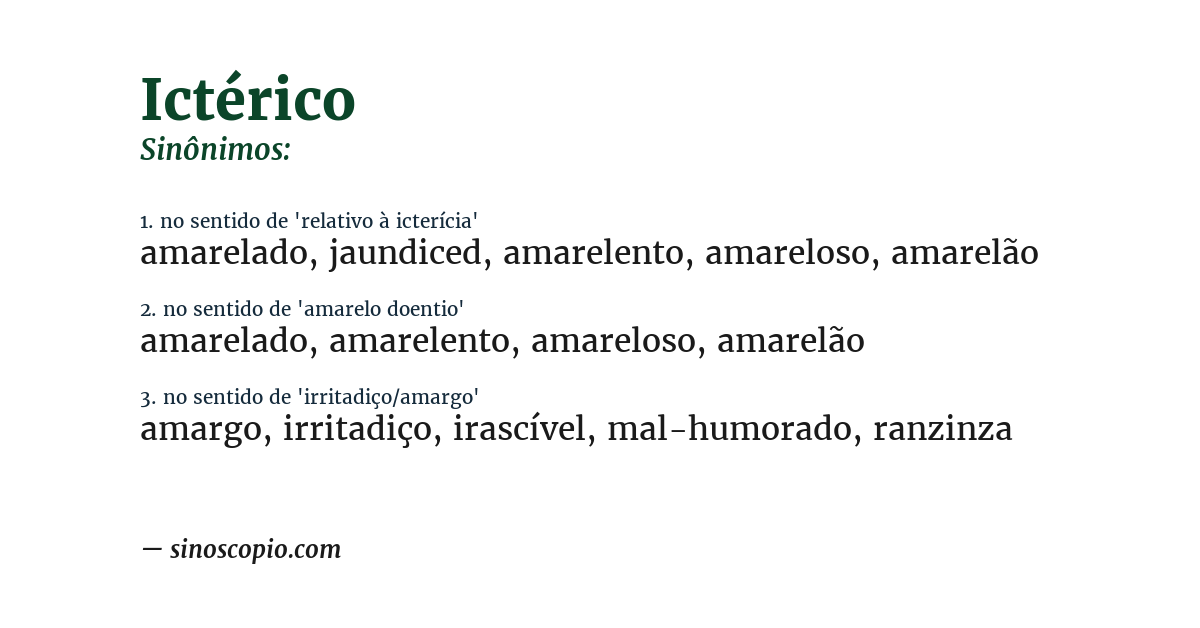 Sinônimo de ictérico