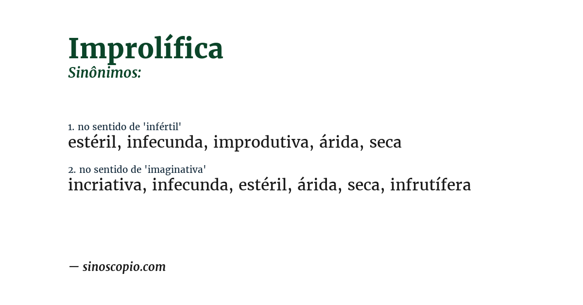 Sinônimo de improlífica