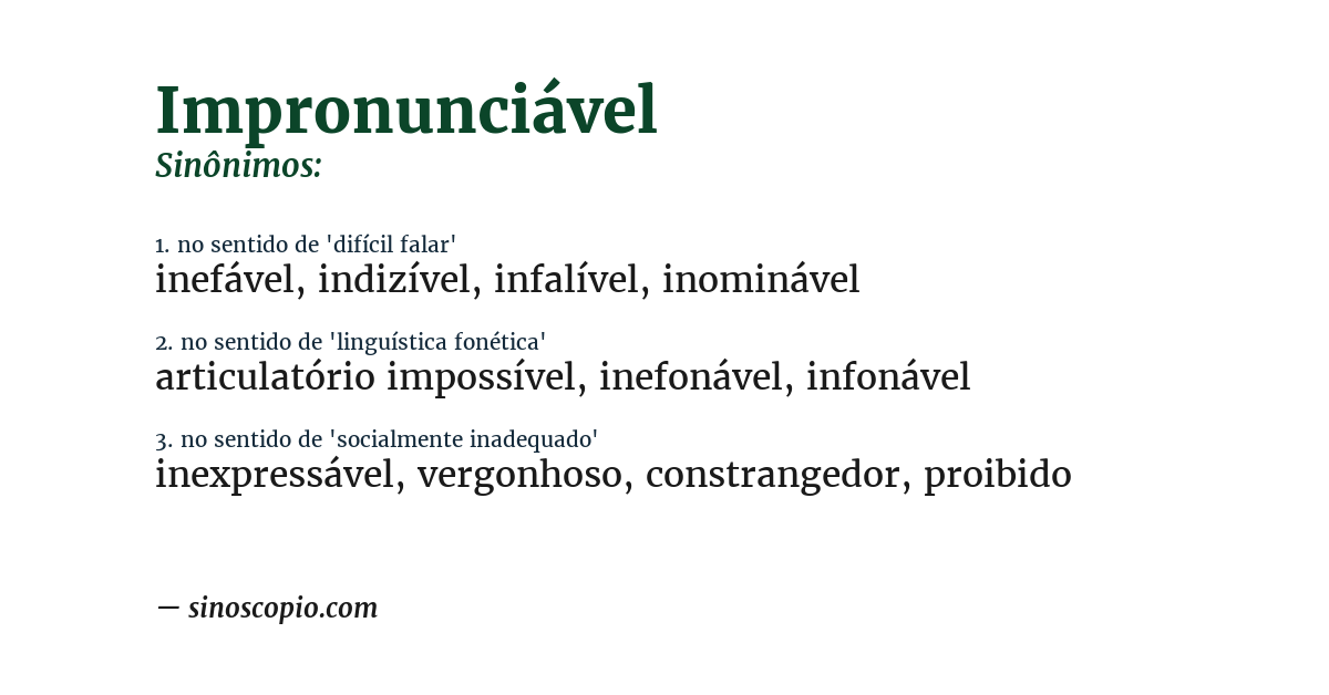 Sinônimo de impronunciável