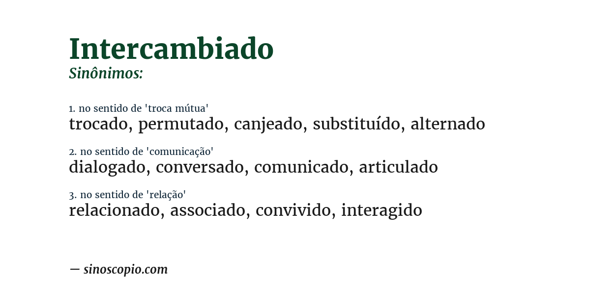 Sinônimo de intercambiado