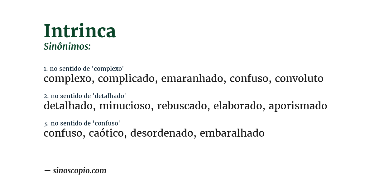 Sinônimo de intrinca